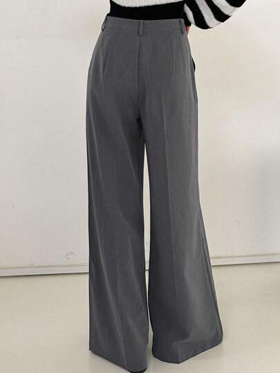 DAZY Women's Casual Solid Wide Leg Pants,Women Dress Pants